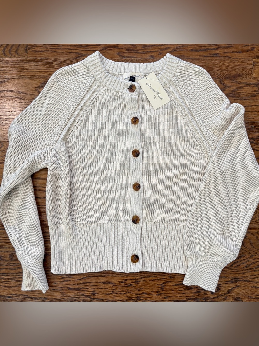 NWT Iconic Cotton Button Up Cardigan Universal Thread Long Sleeve Oatmeal Med